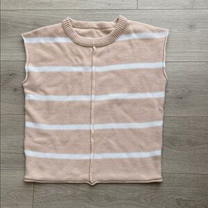 Striped Knit Sleeveless Top in Blush and White